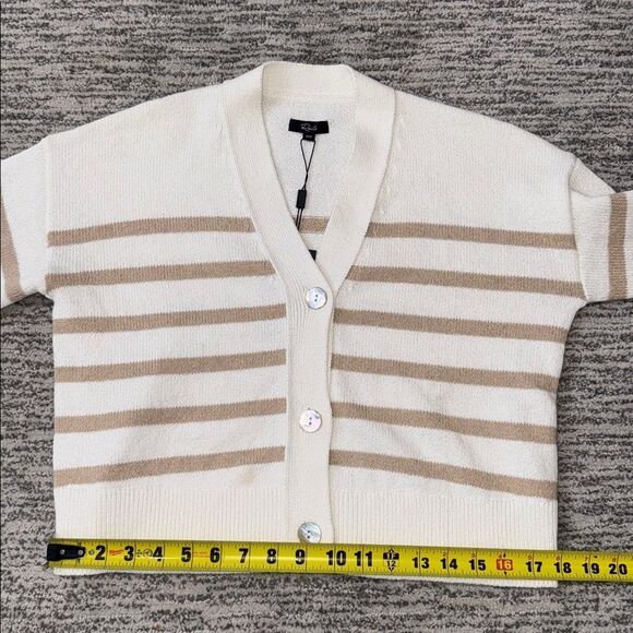 NWT Rails Geneva Striped Cotton-Blend Cardigan Sand Stripe XXS OVERSIZED - Picture 10 of 14